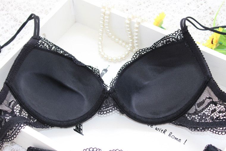 Női csipke melltartó szettek Varrat nélküli fehérnemű Szexi bugyi Fehérnemű karkötő vékony nadrág női intim fekete push up melltartó