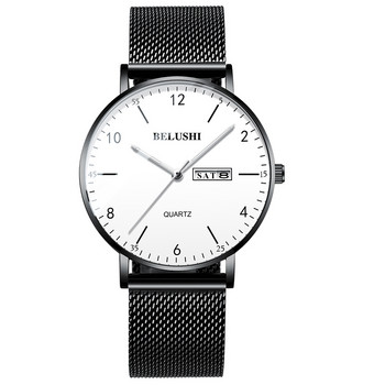 Ανδρικό ρολόι 2020 Ultra Slim Steel Mesh Quartz Ρολόι χειρός Dual Calendar απλό μαύρο ρολόι Ανδρικό Hodinky ρολόι Relogio Masculino