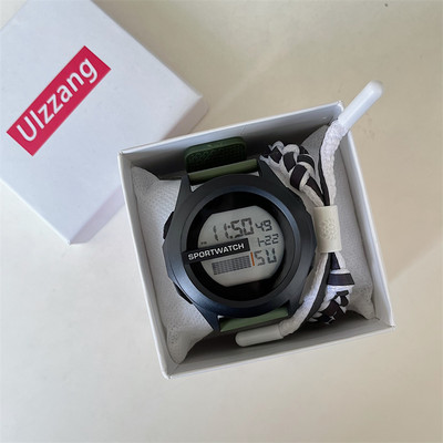 Vyriškas sportinis laikrodis su guminiu dirželiu ir žadintuvu