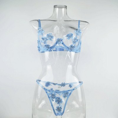 Yimunancy 2 dalių gėlėtas liemenėlių rinkinys moteriškas permatomas liemenėlės apatinis siūlas + kelnaitės 2021 m. pavasario seksualus apatinis trikotažas, saldus apatinio trikotažo rinkinys