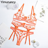 Yimunancy 3-osaline südametikandiga naistepesu komplekt, 2 värvi seksikas aluspesukomplekt naistele pitsist voodrita rinnahoidja komplekt, alustraat