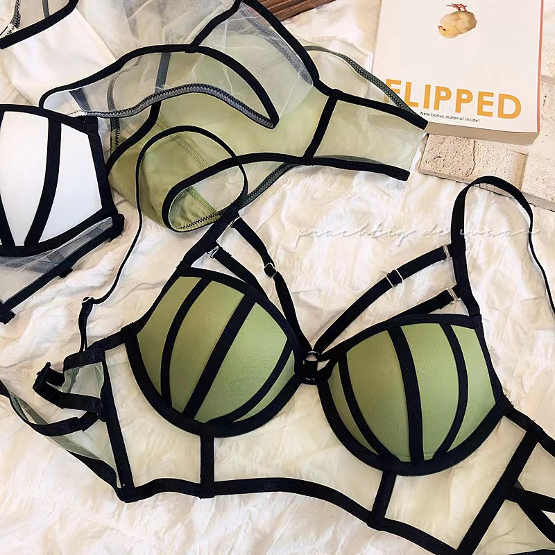 2022 ÚJ francia szexi görögdinnye csésze divatos női melltartó készletek vastag push up fiatal hölgyek alsóneműk öltönyök oldalsó fehérnemű