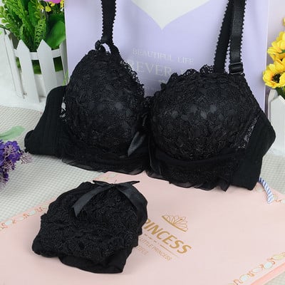 Uus Push Up must seksikas rinnahoidjakomplekt juhtmevaba rinnahoidjakomplekt Eyelash Deep V rinnahoidja pitsist pesukomplekt tikandid naiste aluspesu aluspüksid