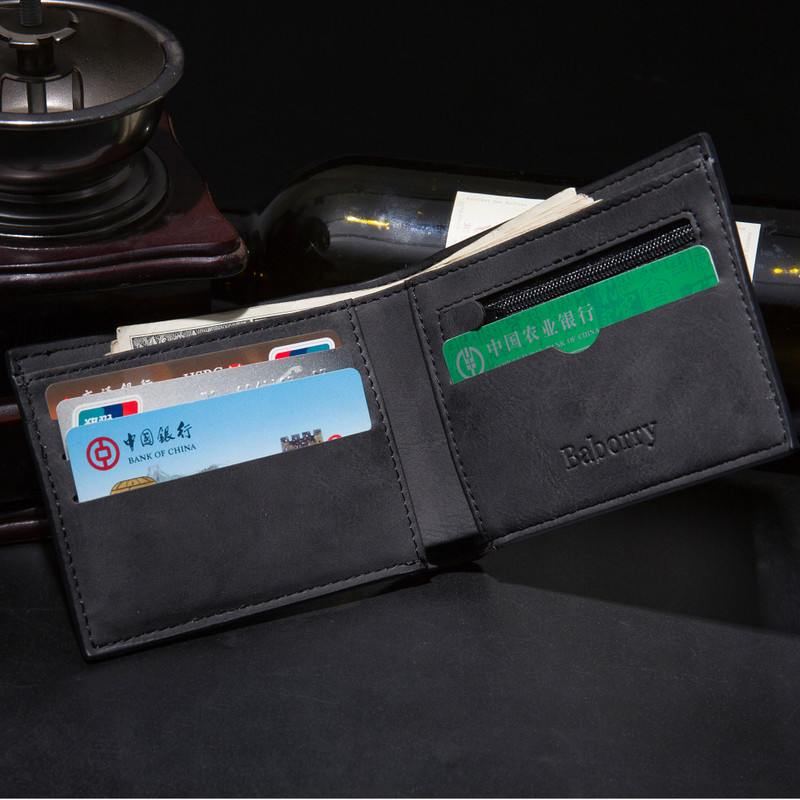 Férfi rövid Pu bőr pénztárcák Vintage függőleges, vékony férfi háromrészes négyzet alakú hitelkártyatartó barna kis pénztárcák
