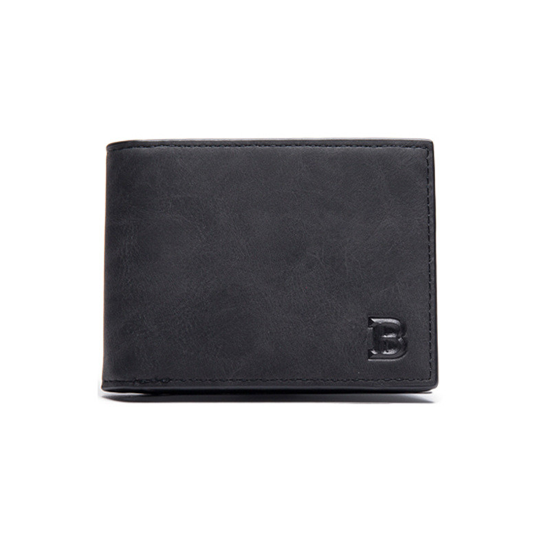 Férfi rövid Pu bőr pénztárcák Vintage függőleges, vékony férfi háromrészes négyzet alakú hitelkártyatartó barna kis pénztárcák