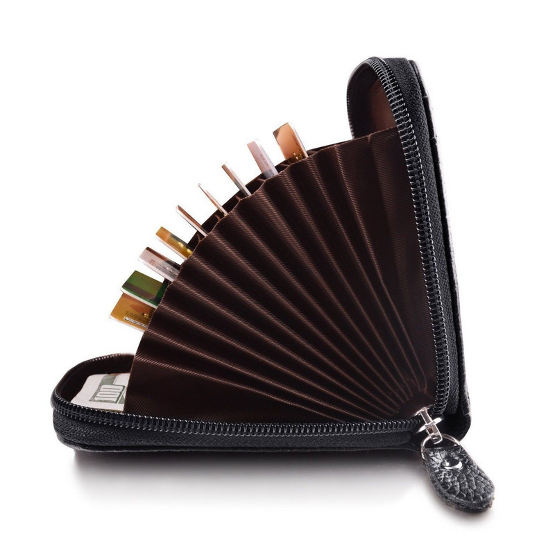 Férfi bőr hitelkártyatartó RFID blokkoló cipzáras zseb férfi táska