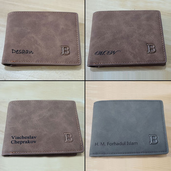 Νέα κοντό ανδρικά πορτοφόλια Δωρεάν χάραξη ονόματος Λεπτή θήκη κάρτας Ανδρικό πορτοφόλι PU Δερμάτινο μικρό φερμουάρ Τσέπη για κέρματα Ανδρικό πορτοφόλι
