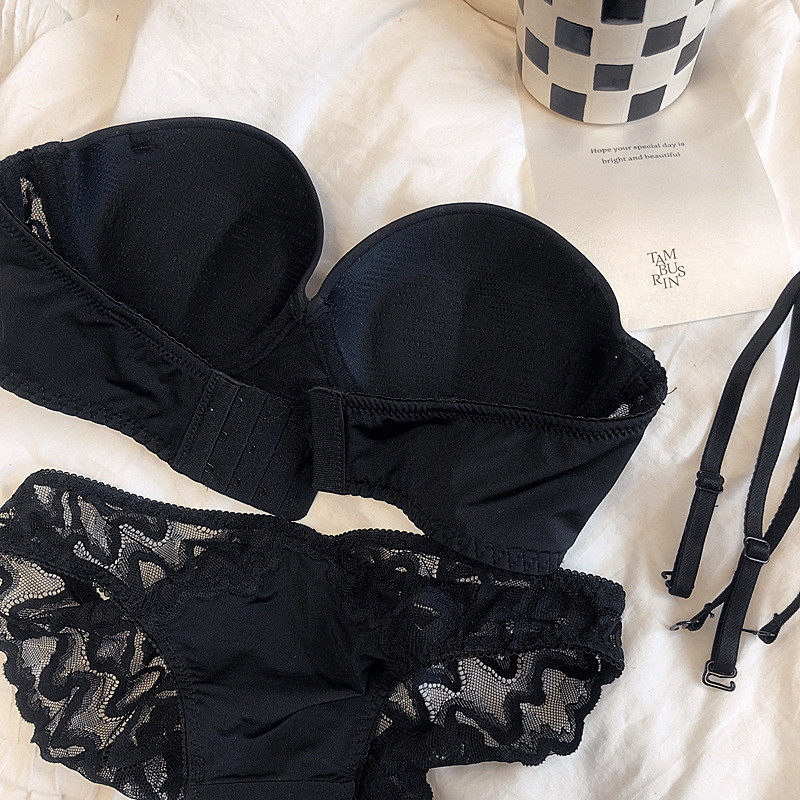 Nová sexy mäkká podprsenka a nohavičky s kosticami, veľká veľkosť U, hladký chrbát, čipkovaná spodná bielizeň, dámska módna push-up podprsenka