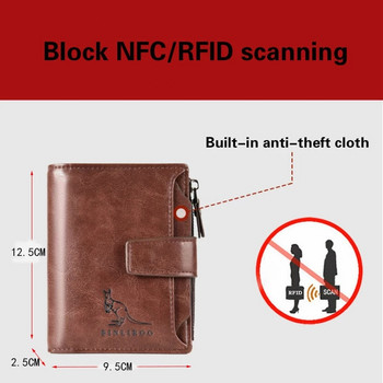 Πορτοφόλι 2021 Fashion Ανδρικό πορτοφόλι με κέρματα RFID Blocking ανδρικό δερμάτινο πορτοφόλι με φερμουάρ Κάτοχος επαγγελματικής κάρτας ID Money bag Πορτοφόλι αρσενικό