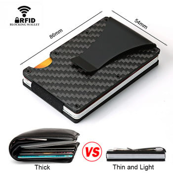 DIENQI Θήκη κάρτας από ανθρακονήματα Mini Slim Wallet Ανδρικό Αλουμίνιο Μεταλλικό RFID Magic Wallet Μικρά λεπτά αρσενικά πορτοφόλια Money Bag Vallet