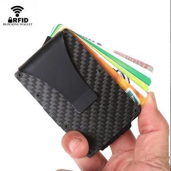 DIENQI Θήκη κάρτας από ανθρακονήματα Mini Slim Wallet Ανδρικό Αλουμίνιο Μεταλλικό RFID Magic Wallet Μικρά λεπτά αρσενικά πορτοφόλια Money Bag Vallet