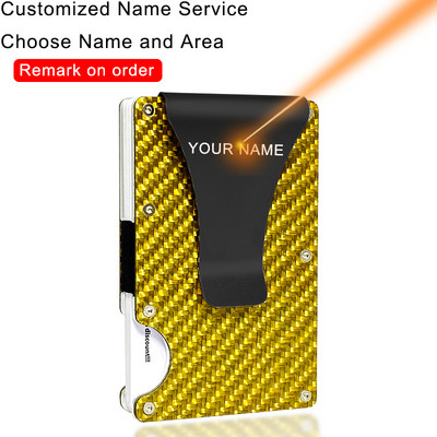 DIENQI oglekļa šķiedras karšu turētājs mini plāns maks vīriešiem alumīnija metāla RFID maģiskais maks Mazs plāns vīriešu somiņas naudas soma