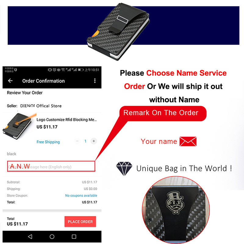 DIENQI oglekļa šķiedras karšu turētājs mini plāns maks vīriešiem alumīnija metāla RFID maģiskais maks Mazs plāns vīriešu somiņas naudas soma