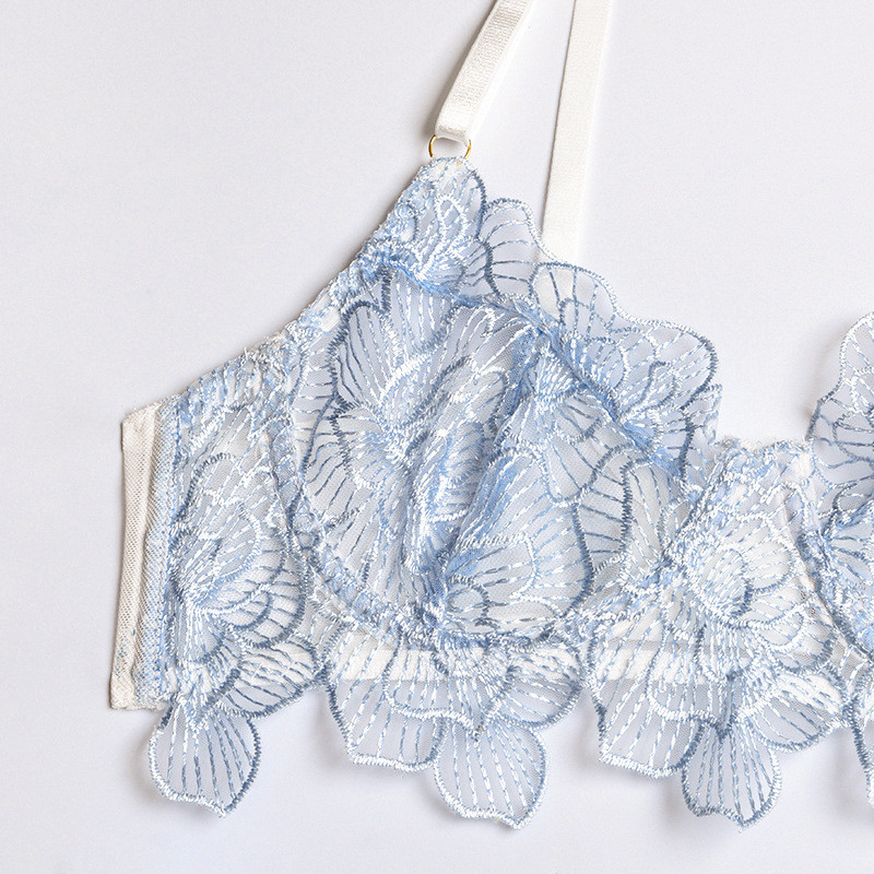 Ellolace Csipke Szexi Fehérnemű Erotikus Fehérnemű Hímzés Átlátszó Melltartó és G-Strings Harisnyakötők Rövid készletek Fehérnemű szett