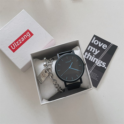 Vyriškas laikrodis su apvaliu ekranu ir ekologiškos odos dirželiais