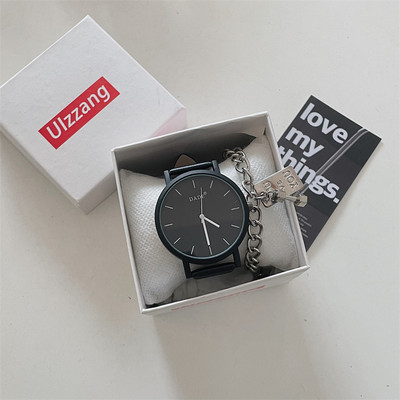 Vyriškas laikrodis su apvaliu ekranu ir ekologiškos odos dirželiais