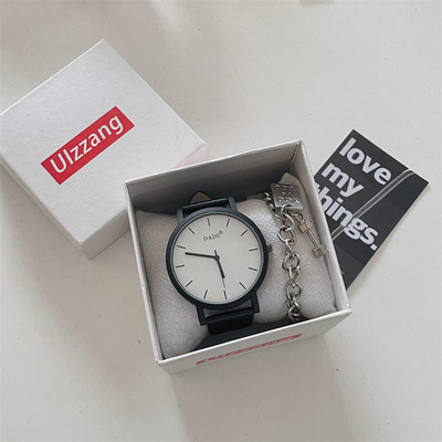 Vyriškas laikrodis su apvaliu ekranu ir ekologiškos odos dirželiais