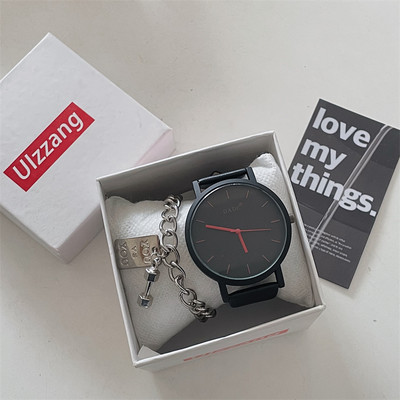 Vyriškas laikrodis su apvaliu ekranu ir ekologiškos odos dirželiais