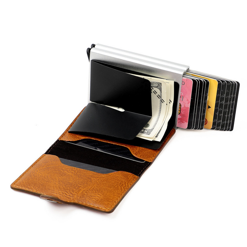 Αντικλεπτική θήκη αντικλεπτικών ανδρών Rfid Γυναικεία Πορτοφόλια από  Μεγάλης χωρητικότητας Θήκη επαγγελματικής κάρτας Φορητό πορτοφόλι διπλής στρώσης