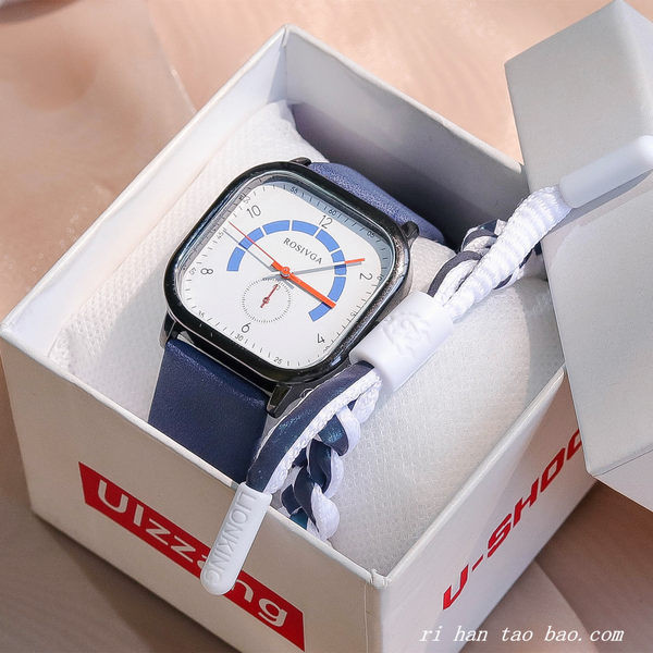 Vyriškas laikrodis su kvadratiniu ciferblatu ir odiniu dirželiu