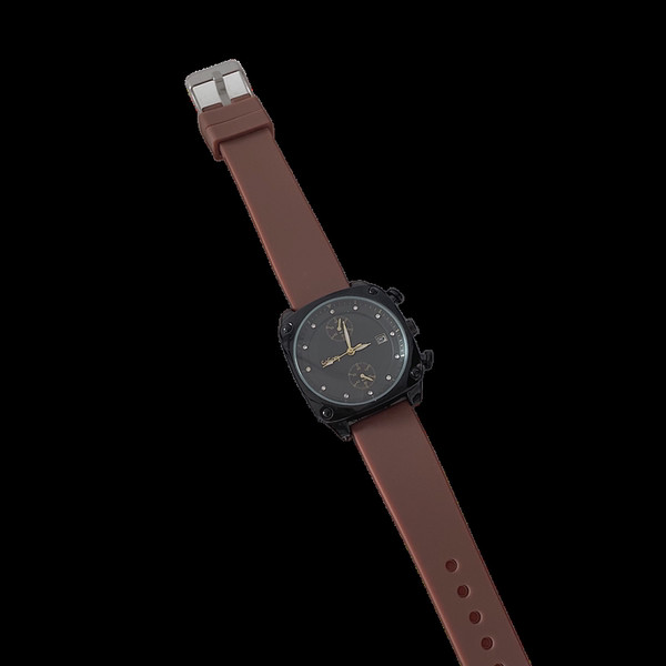 Vyriškas laikrodis su kvadratiniu ciferblatu ir silikoniniu dirželiu