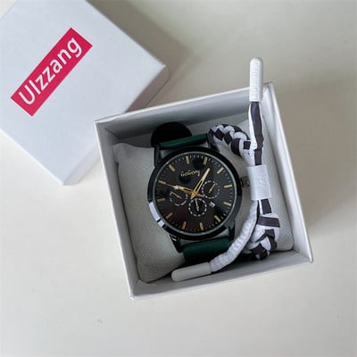 Ümmarguse sihverplaadi ja nahkrihmadega meeste käekell