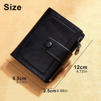 Vintage ανδρικό πορτοφόλι από RFID Blocking Trifold short multi-function Money clip Πορτοφόλι κέρματος με φερμουάρ μεγάλης χωρητικότητας