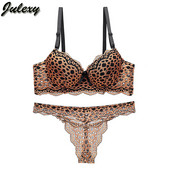 Julexy New 2020 leopardo raštais seksualus tuščiavidurių liemenėlių rinkinys nėrinių push up ABC Cup apatinių komplektas