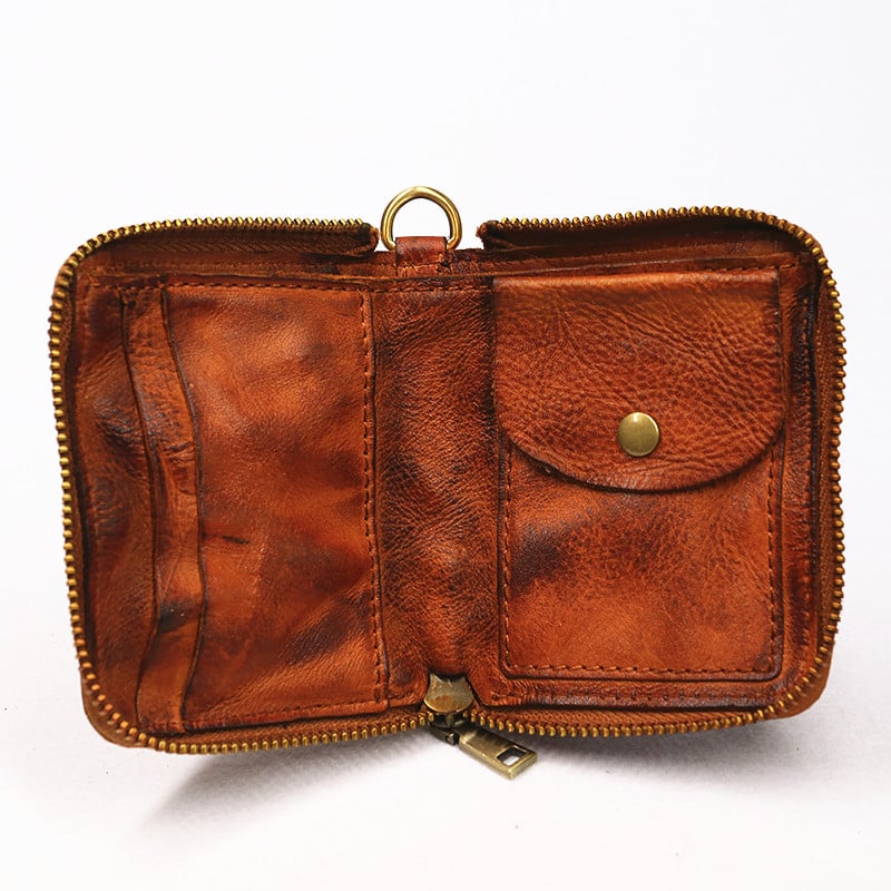 Nahast rahakott naistele Meeste Vintage käsitööna valmistatud lühike väike kahepoolne lukuga rahakott rahakott, meesterahvas koos münditaskuga