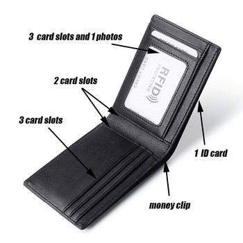 Мъжки мини портфейл Минимализъм Портфейл за мъже RFID Business ID Поставка за кредитна карта Капак Чанта Щипка за пари Мъжко портмоне