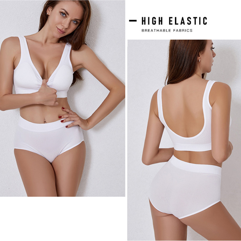 Moteriškas besiūlių liemenėlių rinkinys Seksualios kelnaitės su aukštu juosmeniu, be laidų, apatinis trikotažas be nugarų, belaidis apatinis trikotažas, medvilninis moteriškas apatinis trikotažas