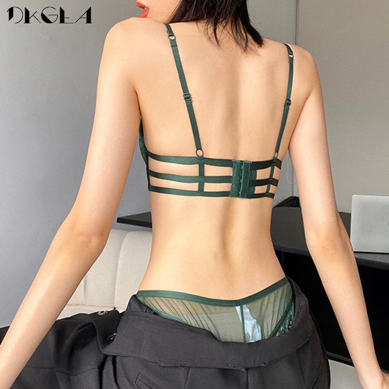 Prekės ženklo Hot Sexy Liemenėlės Kelnaitės Rinkiniai Stori apatiniai Moteriški Push-Up Liemenėlės BCD Cup Mados Liemenėlė Žalias apatinis trikotažas Gather Deep V