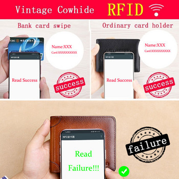 Ανδρικό πορτοφόλι με διπλό πορτοφόλι RFID Blocking Vintage λεπτό κοντό πολλαπλών λειτουργιών μεγάλης χωρητικότητας τσαντάκι κλιπ χρημάτων