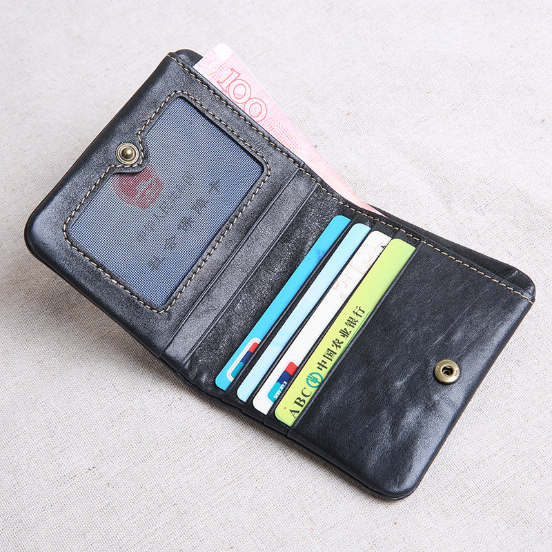 AETOO Мини портмоне за мъже и жени, ръчно изработена кожа, ултратънък, мек кожен портфейл, кожен портфейл с първи слой, къса катарама с цип