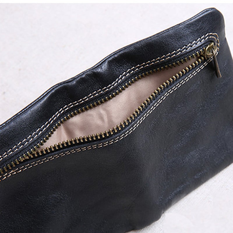 AETOO Мини портмоне за мъже и жени, ръчно изработена кожа, ултратънък, мек кожен портфейл, кожен портфейл с първи слой, къса катарама с цип