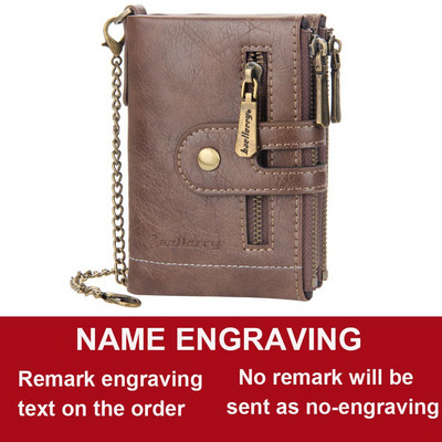 CEXIKA Ingyenes gravírozás Egyedi név Férfi Lánctárcák Rövid cipzáras érme zseb pénztárca Pénztárcák Carteira Masculina Couro Hombre