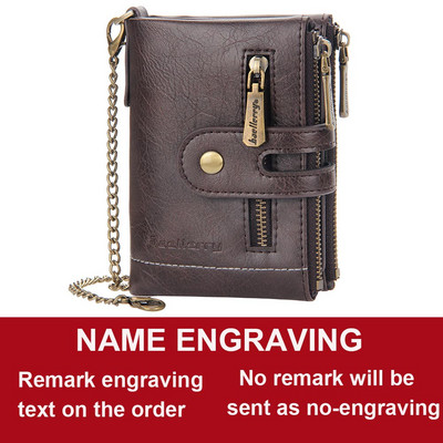 CEXIKA Ingyenes gravírozás Egyedi név Férfi Lánctárcák Rövid cipzáras érme zseb pénztárca Pénztárcák Carteira Masculina Couro Hombre