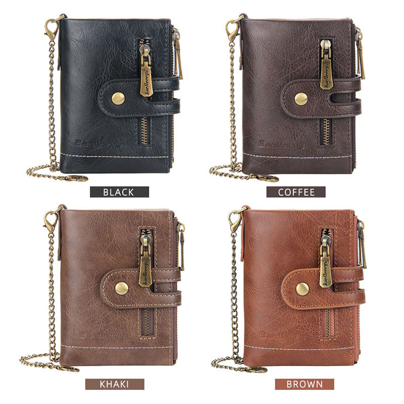 CEXIKA Ingyenes gravírozás Egyedi név Férfi Lánctárcák Rövid cipzáras érme zseb pénztárca Pénztárcák Carteira Masculina Couro Hombre