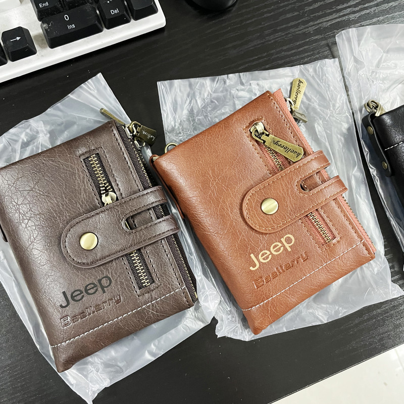 CEXIKA Ingyenes gravírozás Egyedi név Férfi Lánctárcák Rövid cipzáras érme zseb pénztárca Pénztárcák Carteira Masculina Couro Hombre