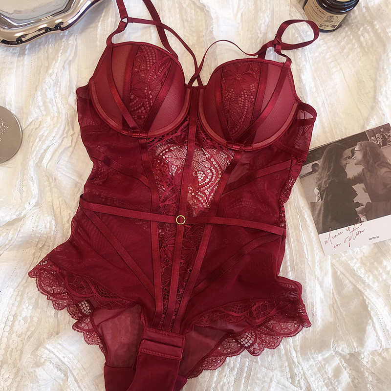 Push Up Reglabil Femei Lenjerie de dormit sexy Colanți translucizi Sexy Sutien de marime mari Salopete Rochie de dantelă Lenjerie de corp pentru femei