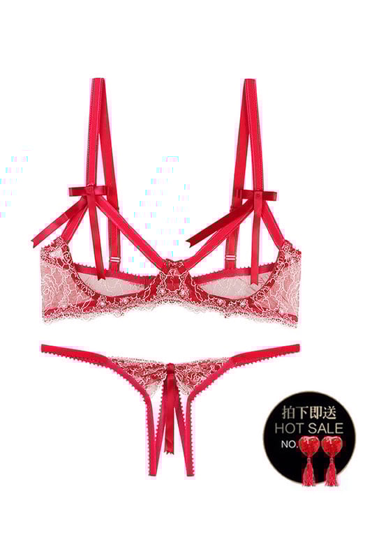 Uus lahtiste jalgevahepükstega aluspesukomplekt naiste pesu Seksikas võrgutamispesu lahtiste rindadega, väikeste rindadega Push Up rinnahoidja