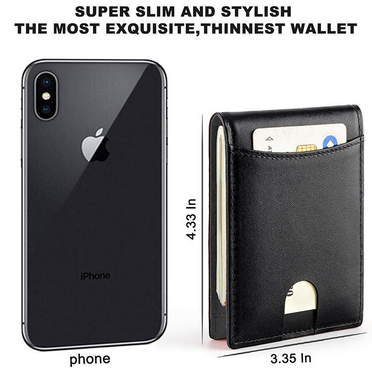 Muški, poslovni novčanik od  kože, držač kreditne kartice, muški ultratanki mini novčanik za muškarce protiv krađe koji blokira RFID