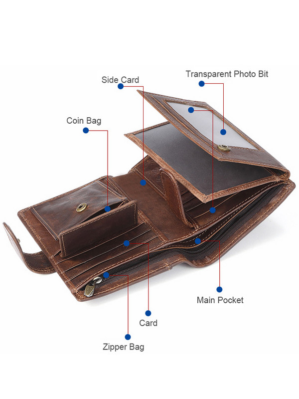 JCHENSJ Novčanici od kože za muškarce Raid novčanik velikog kapaciteta 14 utora za kartice Ležerna vintage muška torbica Džep za novčiće 2022.