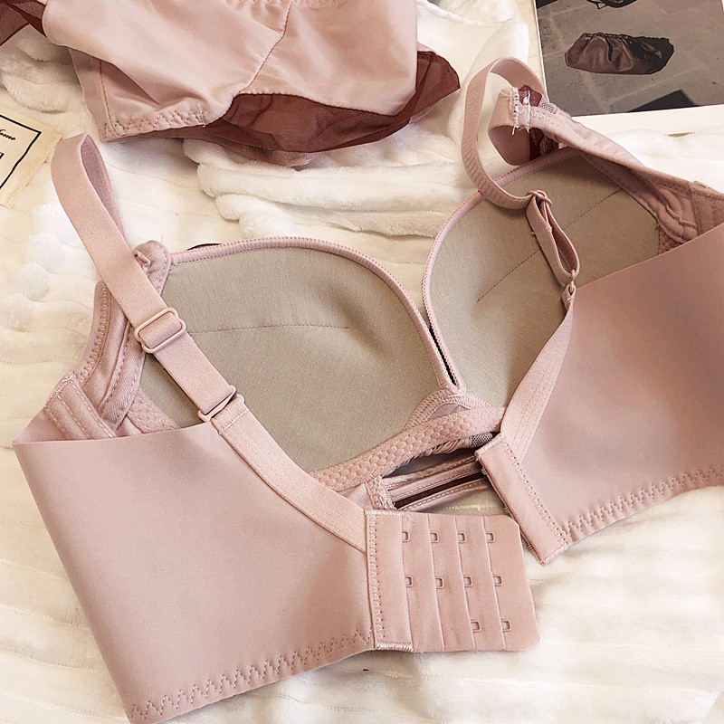 75-90 BC Cup női melltartó és bugyi szett Varrat nélküli fehérnemű Sifon Sima kontraszt színű női drót nélküli push up szexi fehérnemű