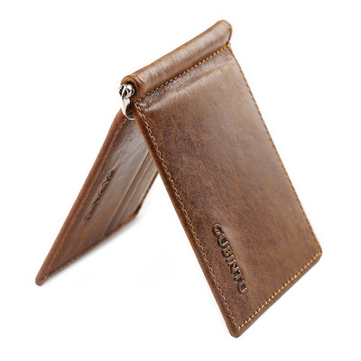 GUBINTU Vintage Mini ανδρικό πορτοφόλι με κλιπ χρημάτων με μεταλλικό σφιγκτήρα Μικρή θήκη μετρητών τσάντα Slim 6 θέσεις καρτών για άνδρα