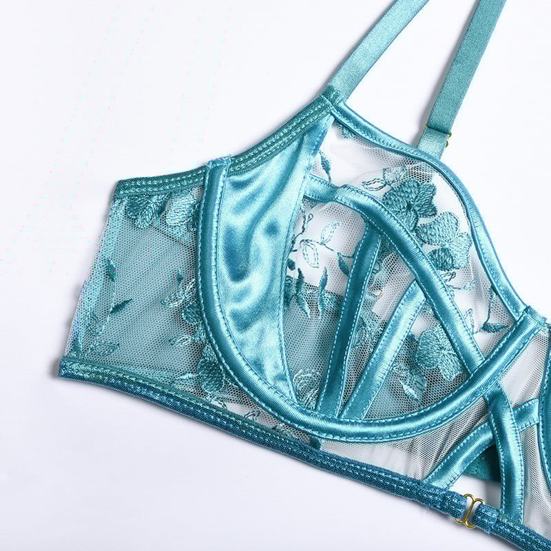 Aduloty uus pitsiga tikitud tikitud rinnahoidja komplekt, õhukese lõiguga võrkperspektiivne naiste seksikas pesu stringid, erootiline aluspesu
