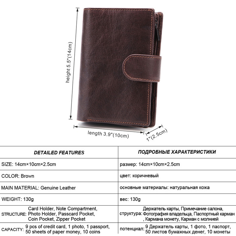 MISFITS vyriškos piniginės, odos paso laikiklis Piniginė vyriška vintažinė  odos paso dangtelis Vyriškas užtrauktukas ir piniginė su Hasp monetomis