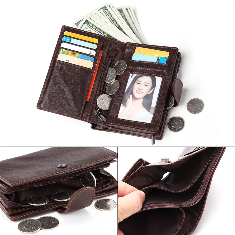 MISFITS vyriškos piniginės, odos paso laikiklis Piniginė vyriška vintažinė  odos paso dangtelis Vyriškas užtrauktukas ir piniginė su Hasp monetomis