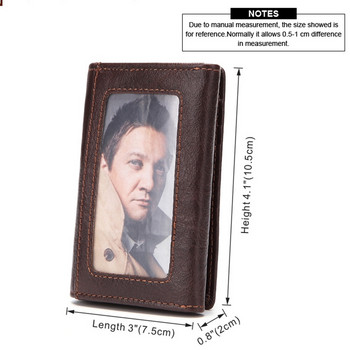 BISI GORO Δερμάτινο πορτοφόλι για άνδρες Αντικλεπτικό λεπτό φερμουάρ Μίνι θήκη για κάρτες Πιστωτικές κάρτες Τσάντα για κέρματα Vintage Fashion Τσάντα