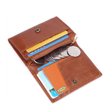 BISI GORO кожен портфейл за мъже против кражба, тънък цип, мини портфейли, калъф за карти, кредитни карти, монети, чанта за пари, ретро модно портмоне
